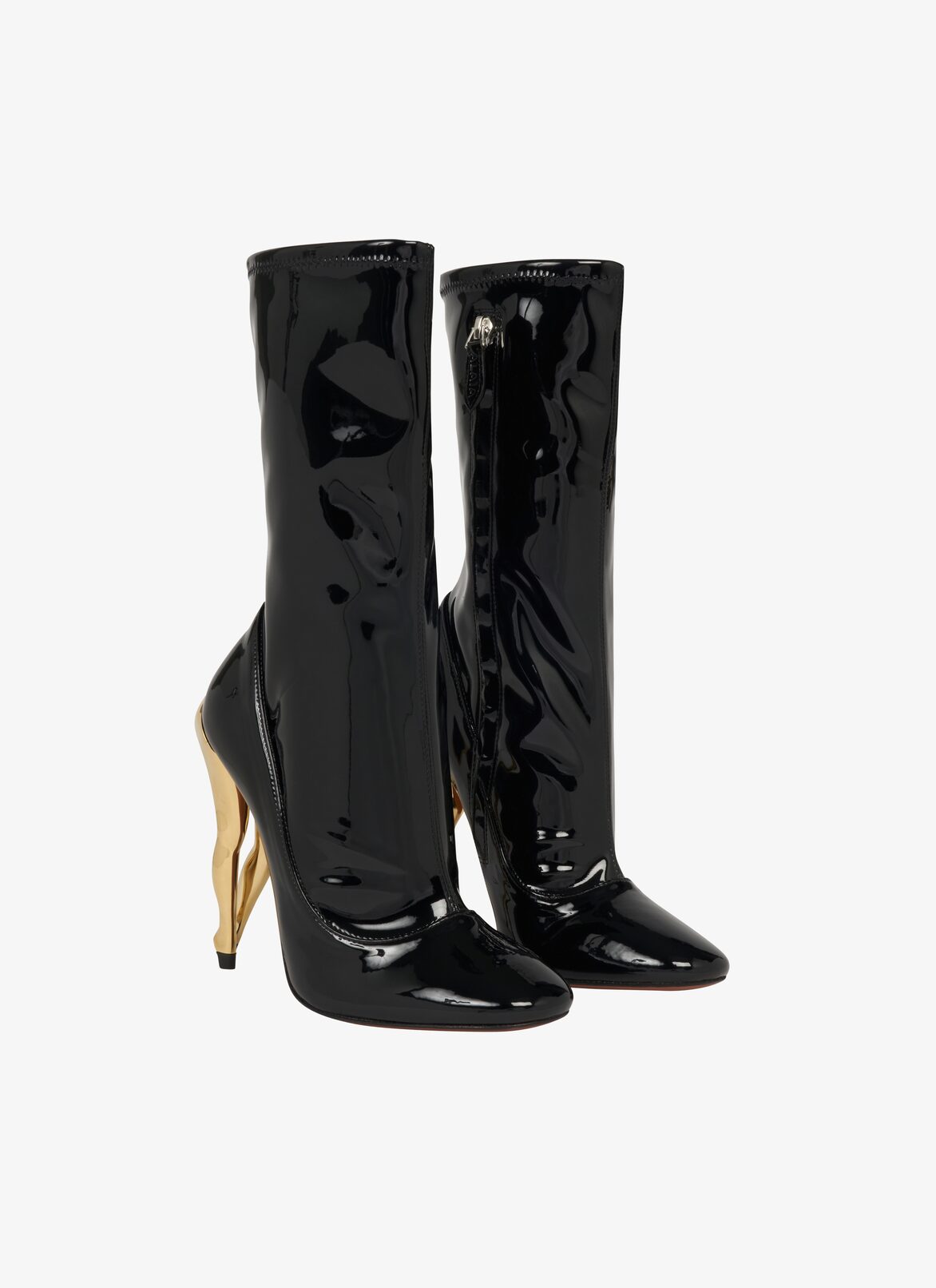 CABARET BOOTIES IN PATENT CALFSKIN ALAÏA GOLD CABARET BOOTIES IN PATENT CALFSKIN